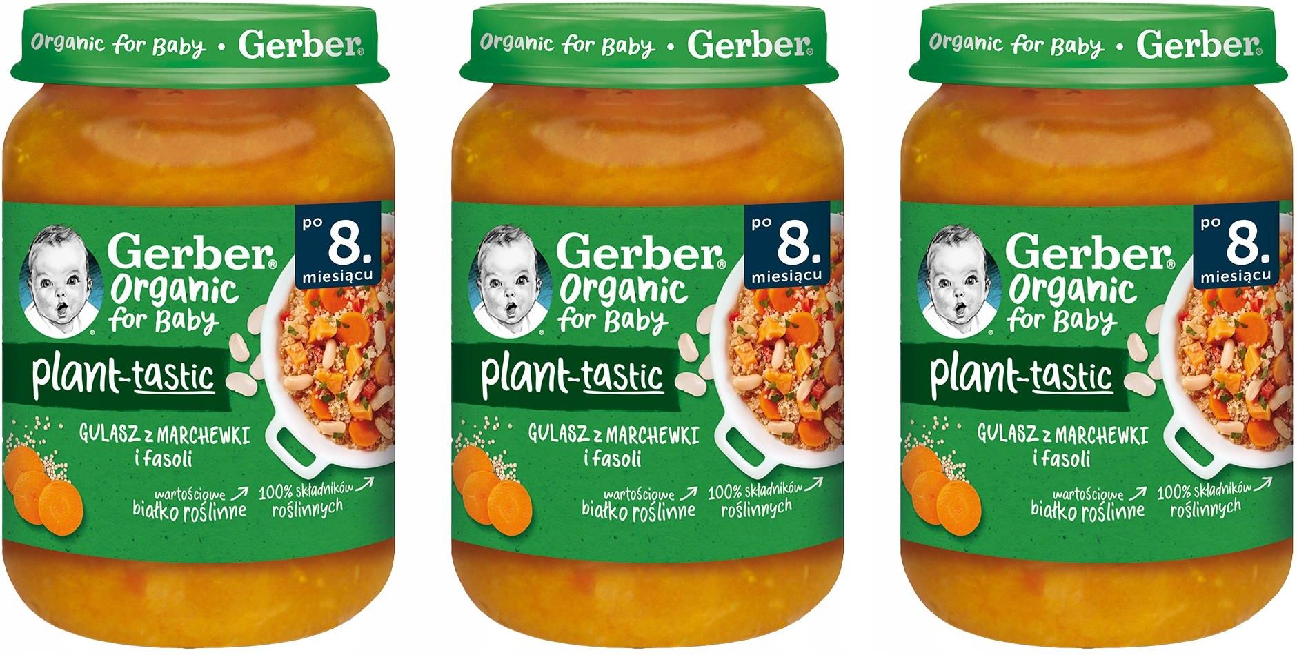 Gerber Organic Plant Tastic Obiadek Gulasz Z Marchewki I Fasoli Dla