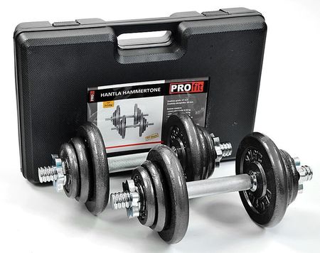 Profit Hantle Żeliwne Do Ćwiczeń 2X10 Kg Hammertone W Walizce Czarny - zdjęcie 4