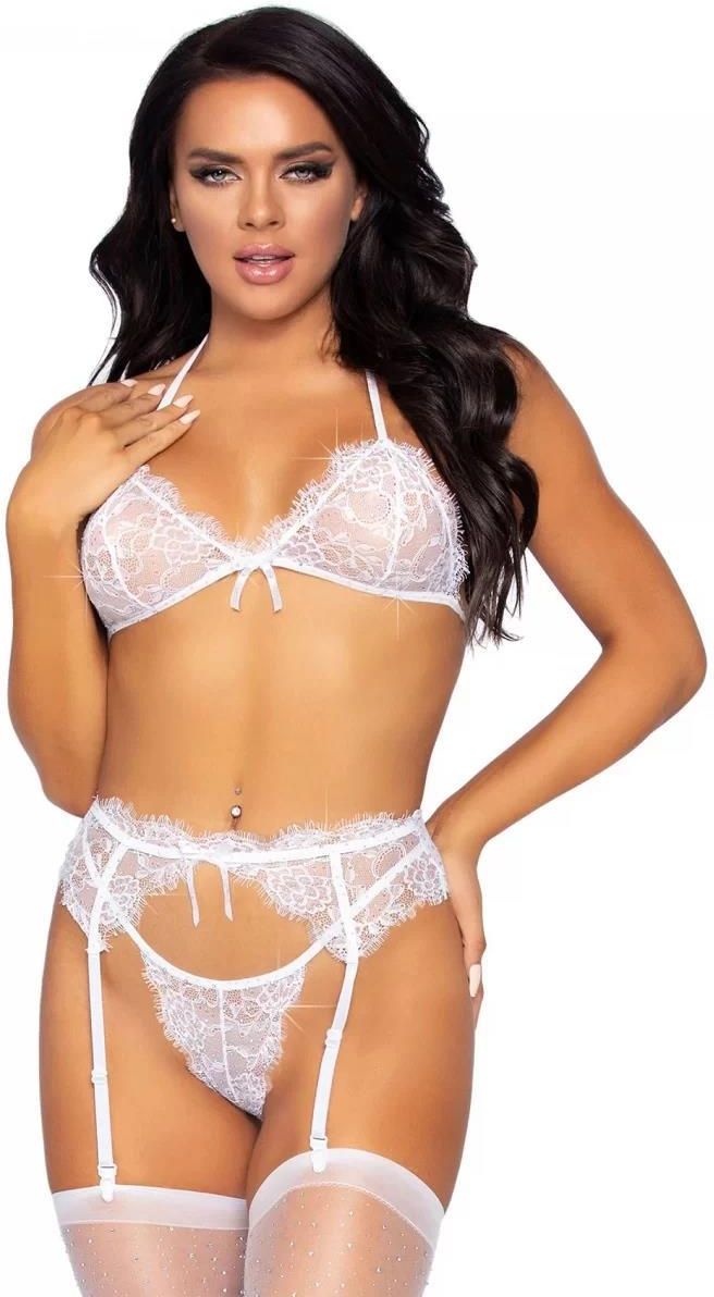 Leg Avenue Komplet bielizny 3 częściowy Bra top Garterbelt G string