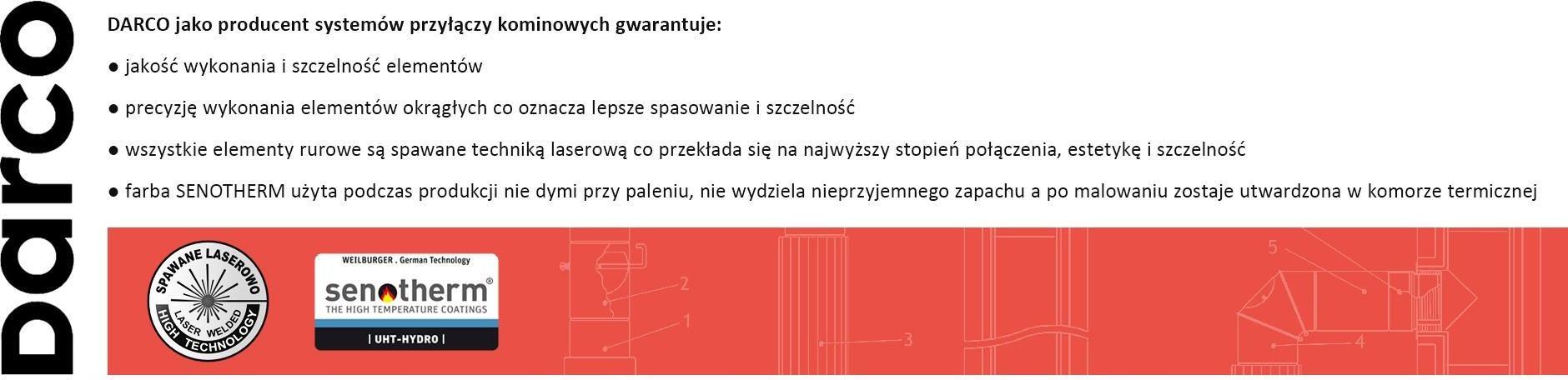 System kominkowy Darco Kolano wysokie krótkie z rewizją 90 120Mm