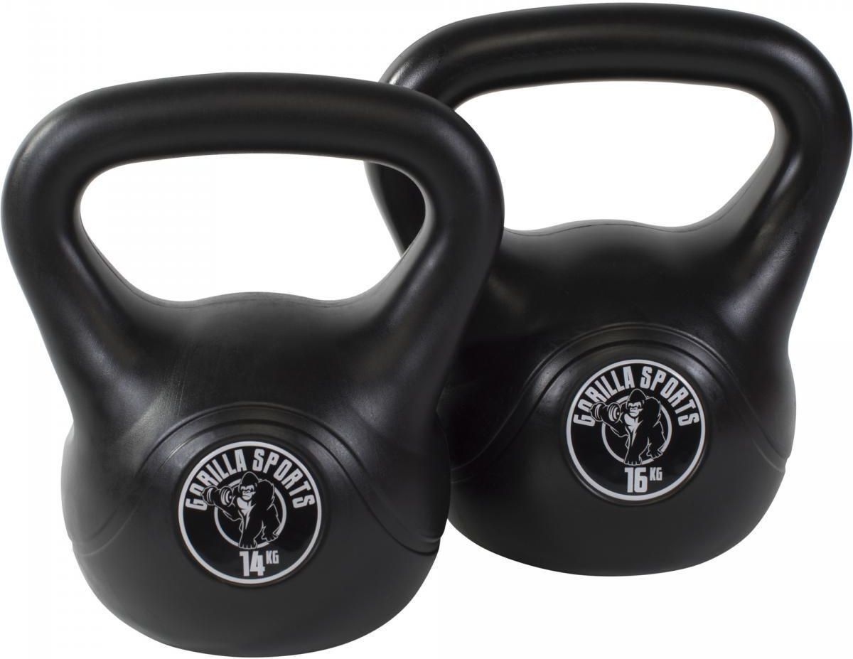 Gorilla Sports Zestaw Kettlebell Do Treningu 14kg 16kg Czarny Hantle