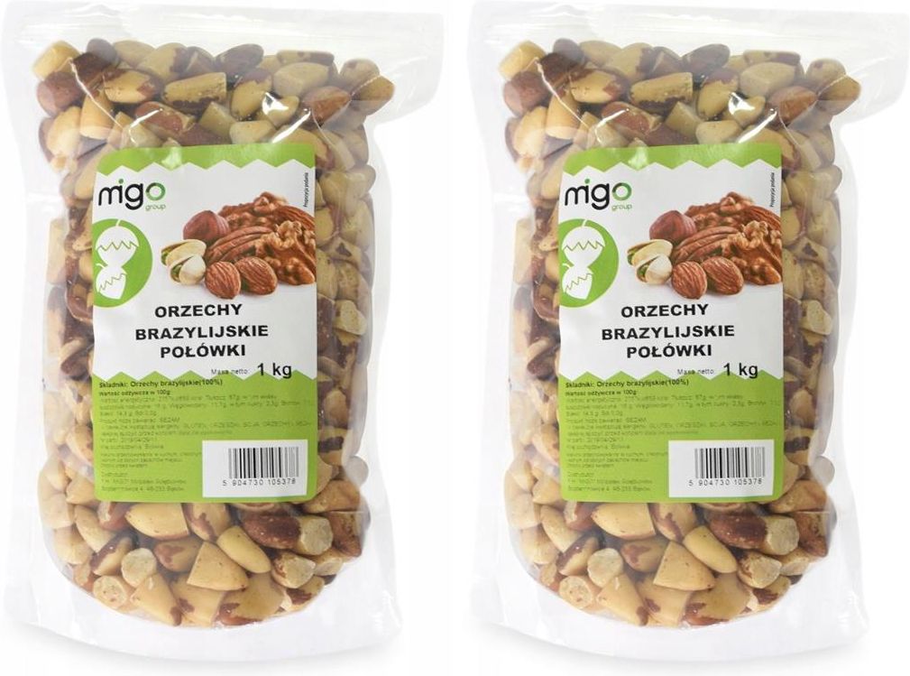 Migogroup Zestaw X2 Orzechy Brazylijskie Połówki 1kg Migo Ceny i