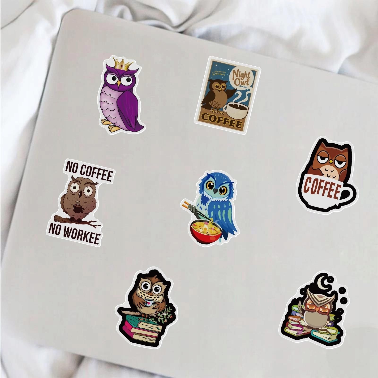 Podzespoły do laptopa NAKLEJKI NA LAPTOP STICKER MIX SOWA 50 SZT