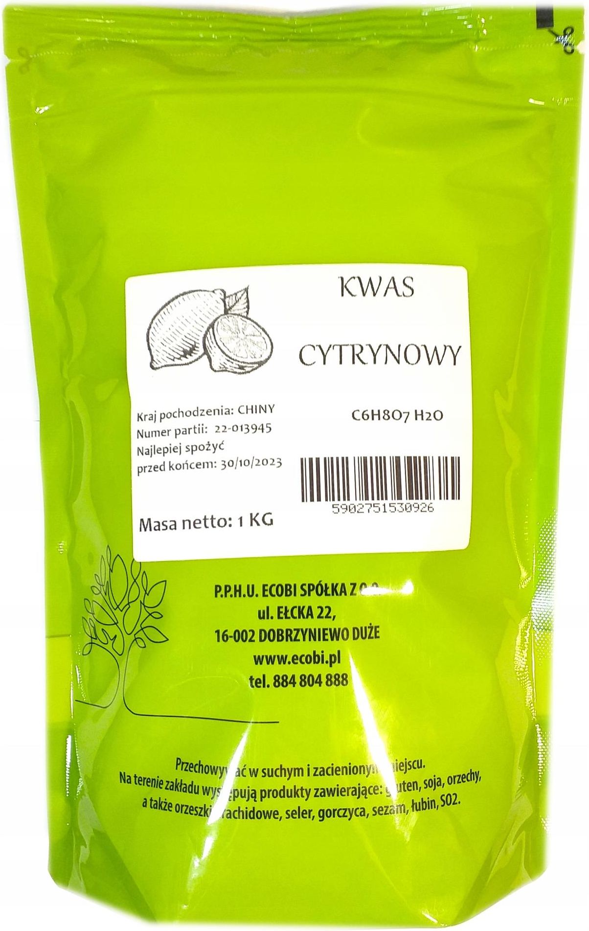 Ecobi Kwasek Cytrynowy 1kg Ceny I Opinie Ceneo Pl