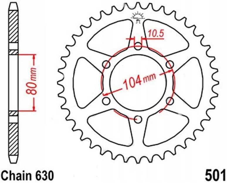 Części motocyklowe Jt Sprockets Zębatka Tylna R501 33Z R 630 Kawasaki