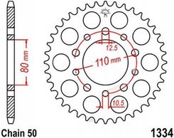 Części motocyklowe Jt Sprockets Zębatka Tylna 44 Zęby 530 Honda Vfr Vf