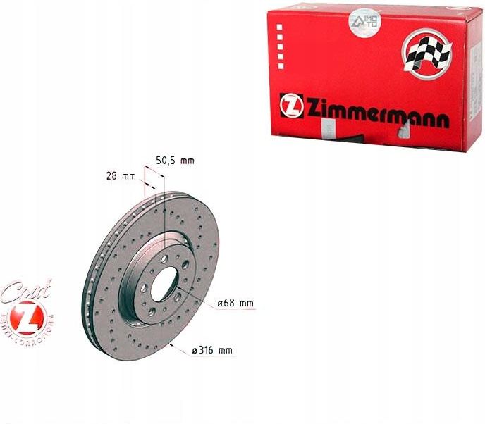 Tarcza hamulcowa Zimmermann Tarcze Hamulcowe 2Szt Volvo Xc90 02 Koła