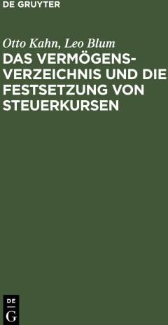 Das Vermögensverzeichnis und Festsetzung von Steuerkursen