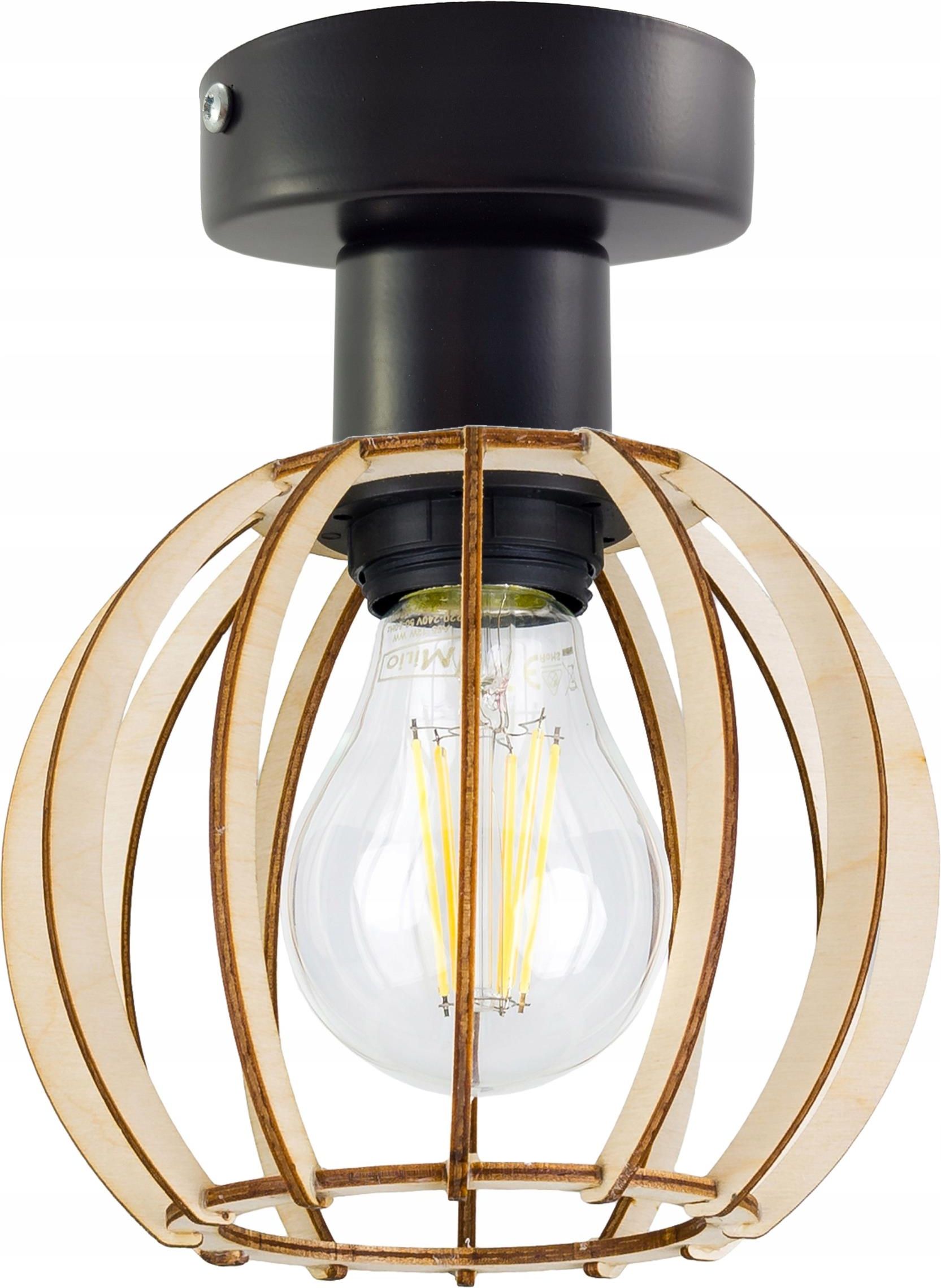 Led One Lampa Sta A Sufitowa Plafon Loft Klosz Drewno