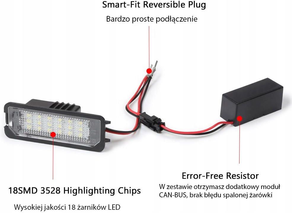 Lampka Tablicy Rejestracyjnej LAMPKI LED TABLICY AUDI A3 8P A4 B6 B7 A6