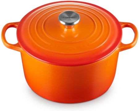 Le Creuset Głęboka Okrągła Brytfanna Żeliwo 24cm 5L Płomienna - zdjęcie 4