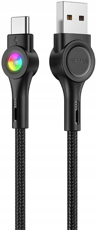 Vipfan Kabel Usb Do Usb C Vipfan Colorful X08 3A 1 2M Czarny X08Tc