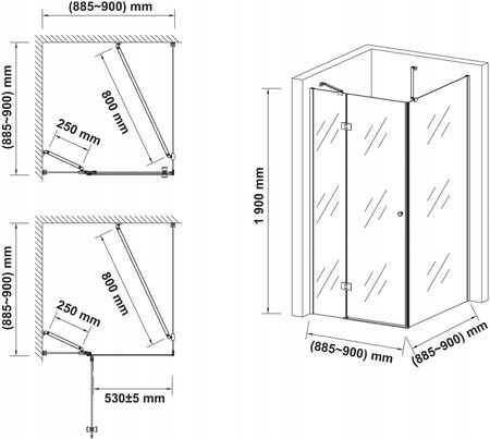 Hagser Gisa 90x90 Czarny Mat HGR15000020 - zdjęcie 5