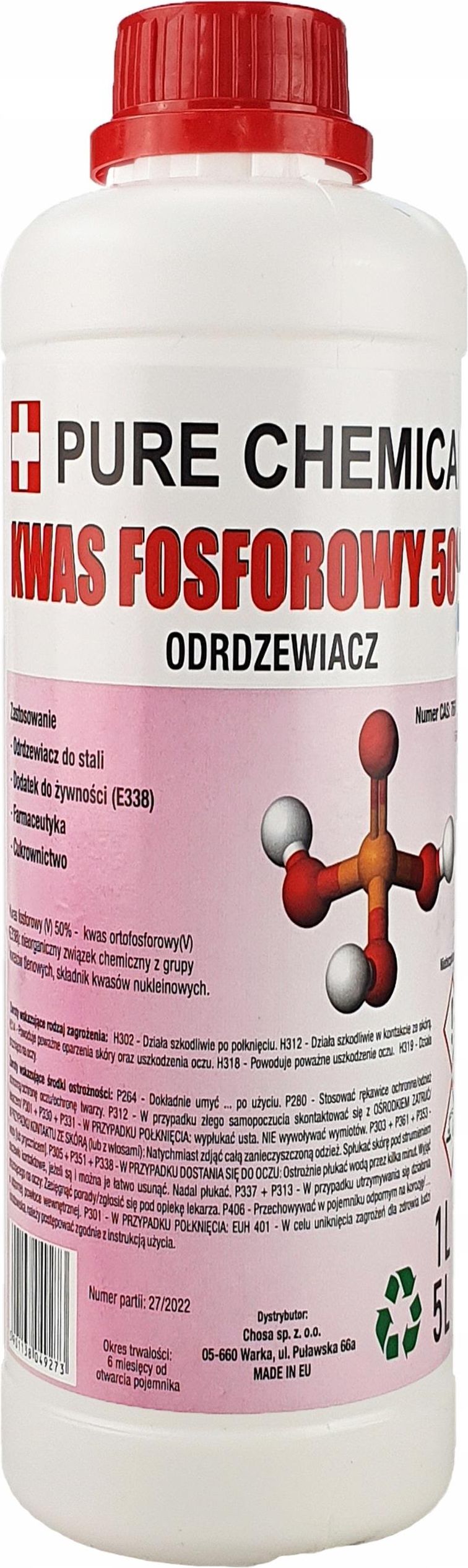 Drobne Akcesoria Medyczne Pure Chemical Kwas Fosforowy 50 1L Ceny I