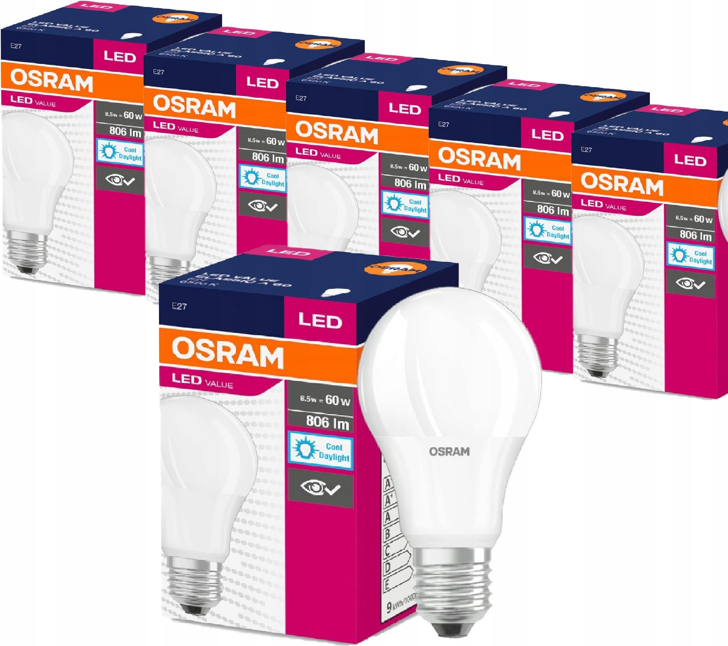 Osram Żarówka Led E27 8 5W 60W 806Lm 6500K X 6 5903818524421 Opinie