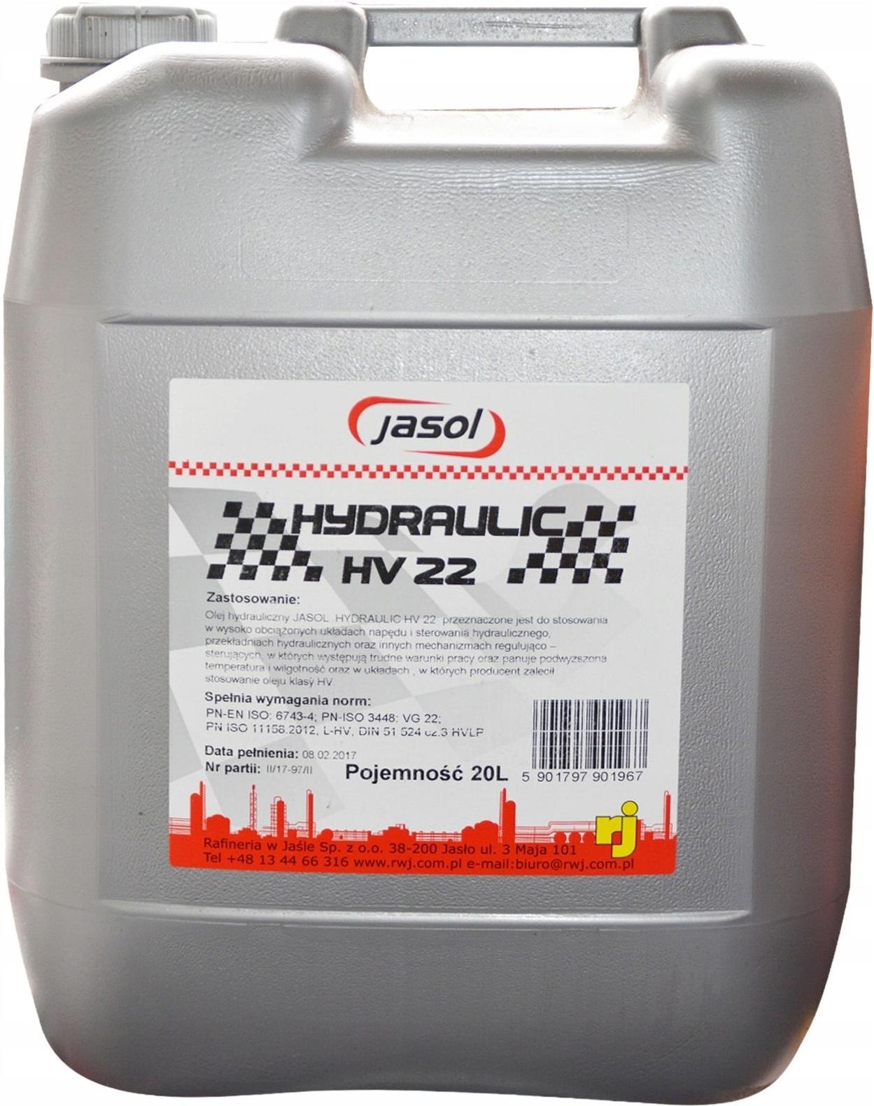 Jasol Olej Hydrauliczny L Hv 22 20L Opinie I Ceny Na Ceneo Pl