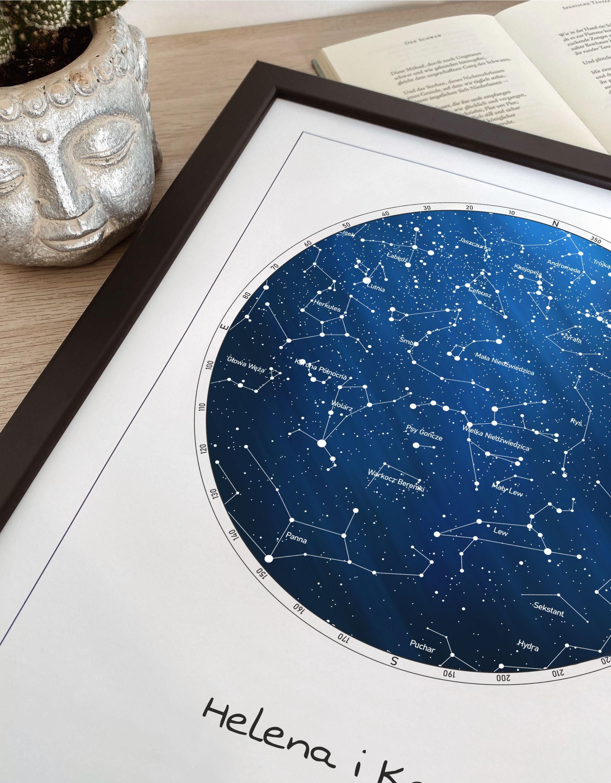 Understarsky Prezent na rocznicę Plakat 40x50cm Mapa Gwiazd Navy Blue