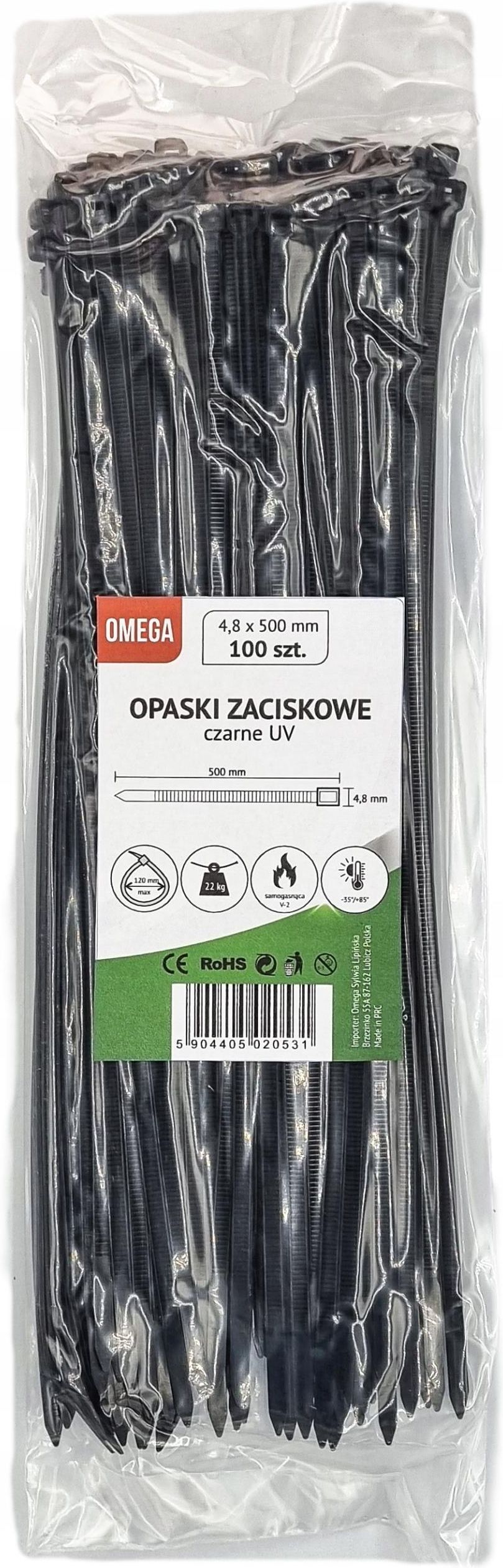 Omega Opaski Trytki Zaciskowe Kablowe Uv Czarne 4 8X500 Opinie I Ceny