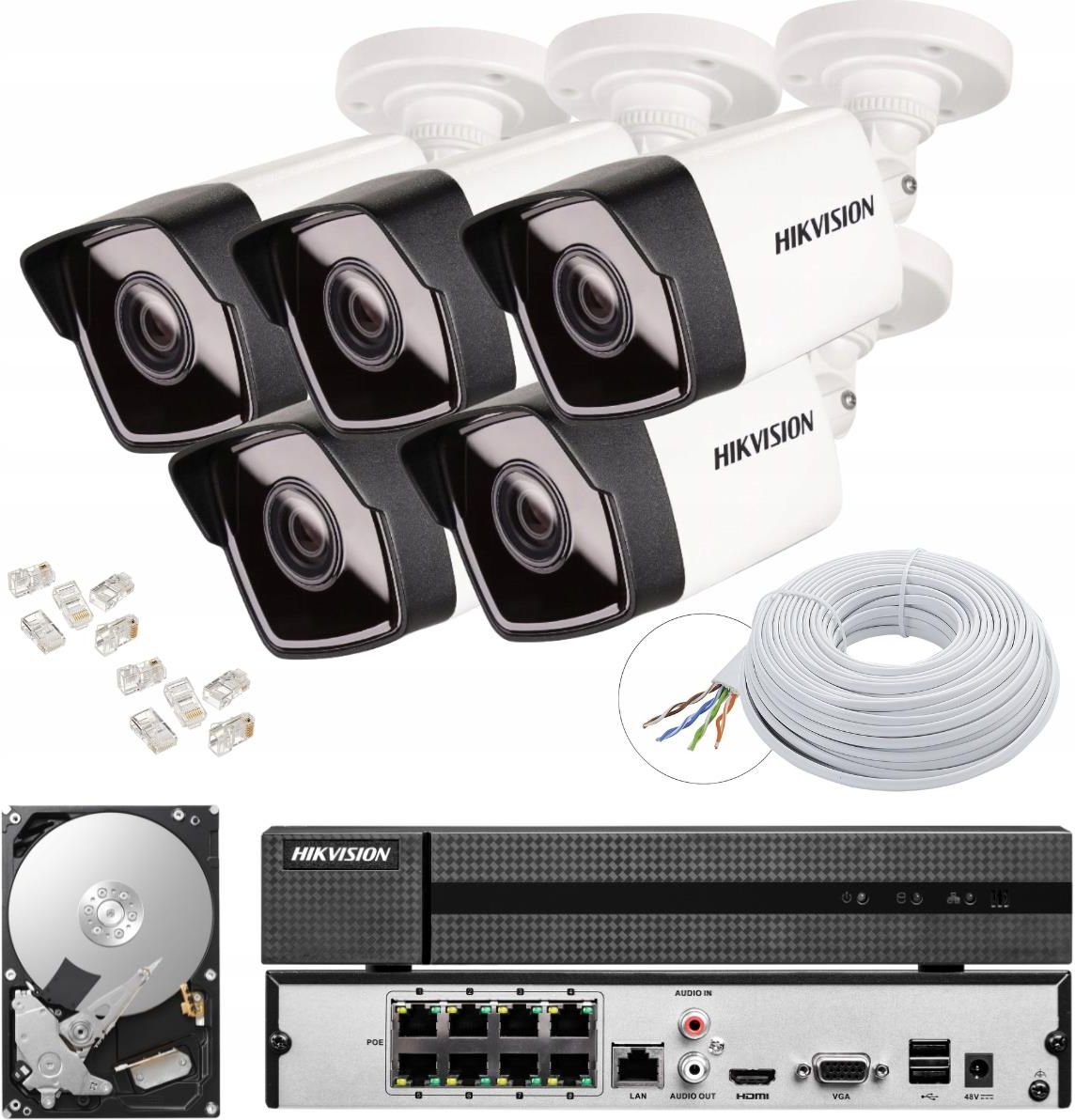 Zestaw Do Monitoringu HIKVISION ZESTAW KAMER MONITORINGU IP POE 4MP 2TB