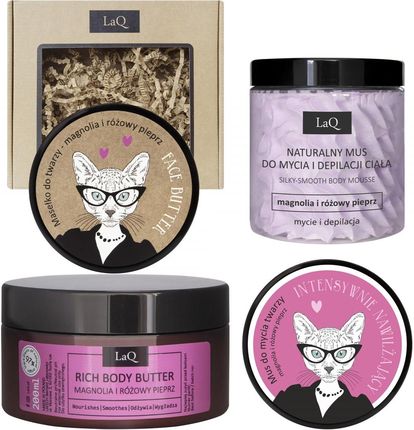 Laq - Kicia Magnolia - Zestaw Prezentowy - Masełko Do Twarzy 50 Ml + Masło Do Ciała 200 Ml + Mus Do Mycia Twarzy 100 Ml + Naturalny Mus Do - zdjęcie 2