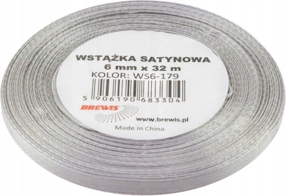 Zdjęcie Wstążka satynowa 6mmx32m srebrna 2 Brewis - Witkowo