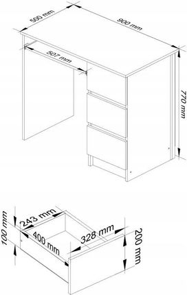 Pojemne Biurko Dąb Artisan 90 Cm 3 Szuflady - zdjęcie 2