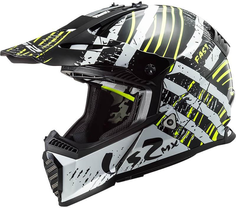 Kask motocyklowy Ls2 Mx437 Fast Evo Verve Czarno Biały Enduro Cross