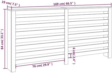 vidaXL Osłona Grzejnika 169X19X84 Cm Lite Drewno Sosnowe 822606 13452-822606 - zdjęcie 3