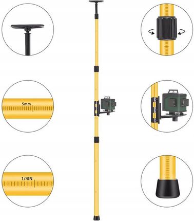 Hilda Tyczka Statyw 3m Do Lasera Poziomicy Adapter - zdjęcie 6