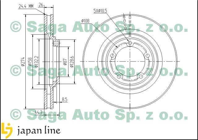 Tarcza Hamulcowa Japan Line Tarcze Hamulcowe Przednie Hyundai S