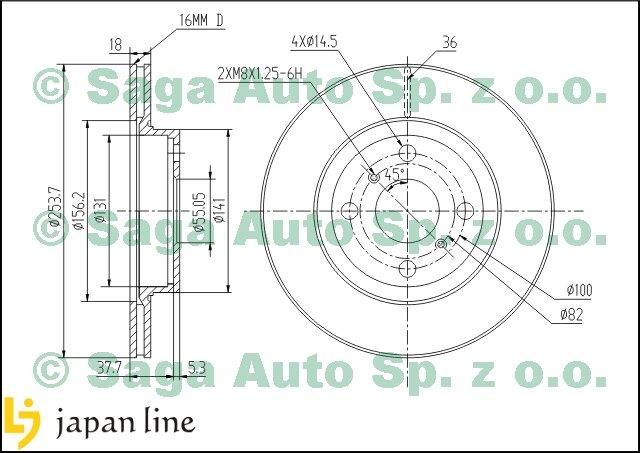 Tarcza Hamulcowa Japan Line Tarcze Hamulcowe Przednie Toyota S