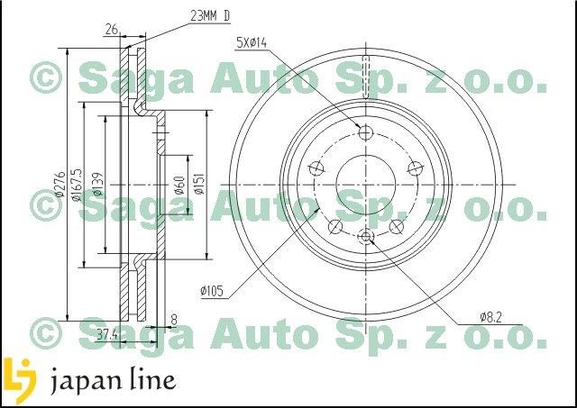 Tarcza Hamulcowa Japan Line Tarcze Hamulcowe Przednie Chevrolet Korea