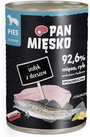 Karma Pan Mięsko Mokra Karma Dla Dorosłych Psów Indyk Z Dorszem 12X400G