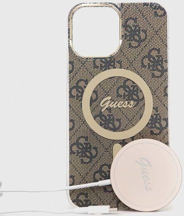 Guess Etui Na Telefon I Ładowarka iPhone 13 Pro Max Kolor Brązowy - zdjęcie 2