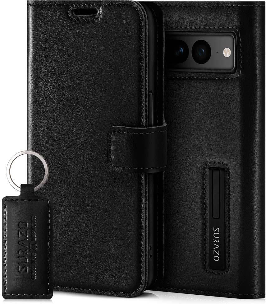 Etui Na Telefon Surazo Ze Skóry Naturalnej Wallet Case Costa Czarna