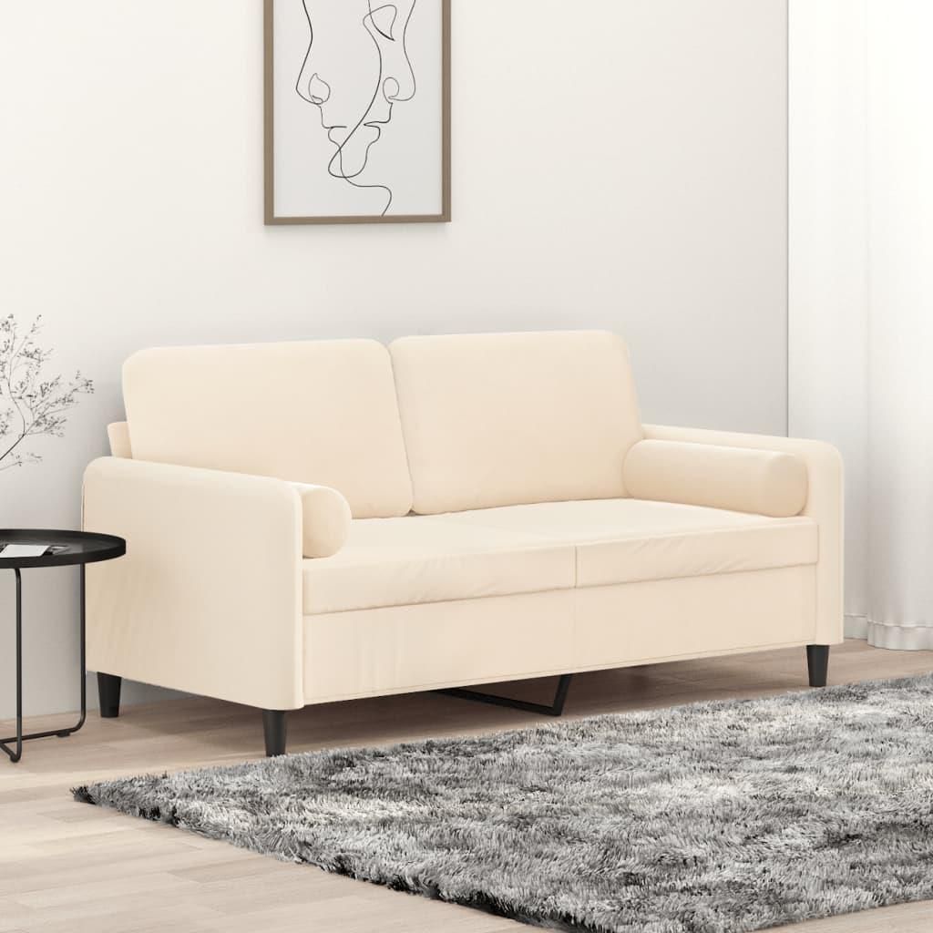 Vidaxl Osobowa Sofa Z Poduszkami Kremowa Cm Aksamit