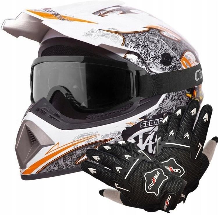 Kask Motocyklowy City Bike Kask Crossowy Lekki Enduro Quad Gogle