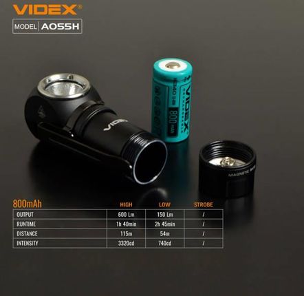 Videx Kompaktowa Latarka Led 10W Ip68 5700K Magnetyczna + Opaska Czarny Mat - zdjęcie 3
