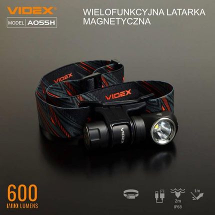 Videx Kompaktowa Latarka Led 10W Ip68 5700K Magnetyczna + Opaska Czarny Mat - zdjęcie 5