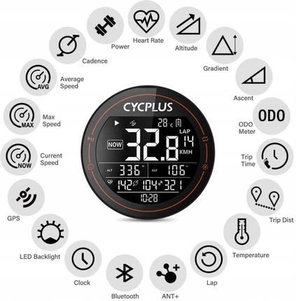 Cycplus M2 Licznik Rowerowy Z Gps Bluetooth Ant+ - zdjęcie 3