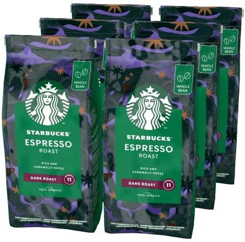 Kawa Starbucks Espresso Roast Dark Coffee Beans 200g Bag Pack Of 6