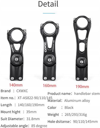 Cxwxc Mostek Wspornik Kierownicy Regulowany 31,8 90Mm XTAS822 - zdjęcie 4