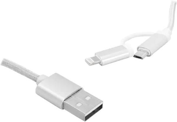 Ps Kabel 2W1 Usb Microusb Iphone 1M Srebrny 1Lm Kable Opinie