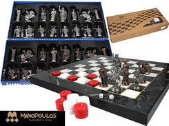 Manopoulos G & J Gp 2 w 1 Backgammon + Szachy czarny marmur 086-8001