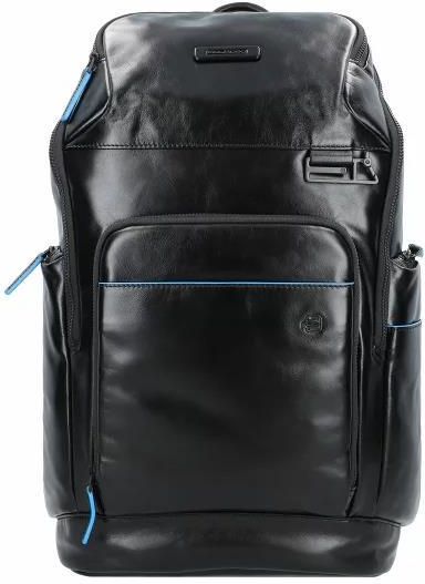 Piquadro Blue Square Plecak Skórzany 46 cm Komora na laptopa black