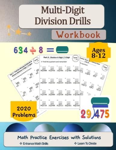 Multi Digit Division Drills Workbook Math Practice Problems With