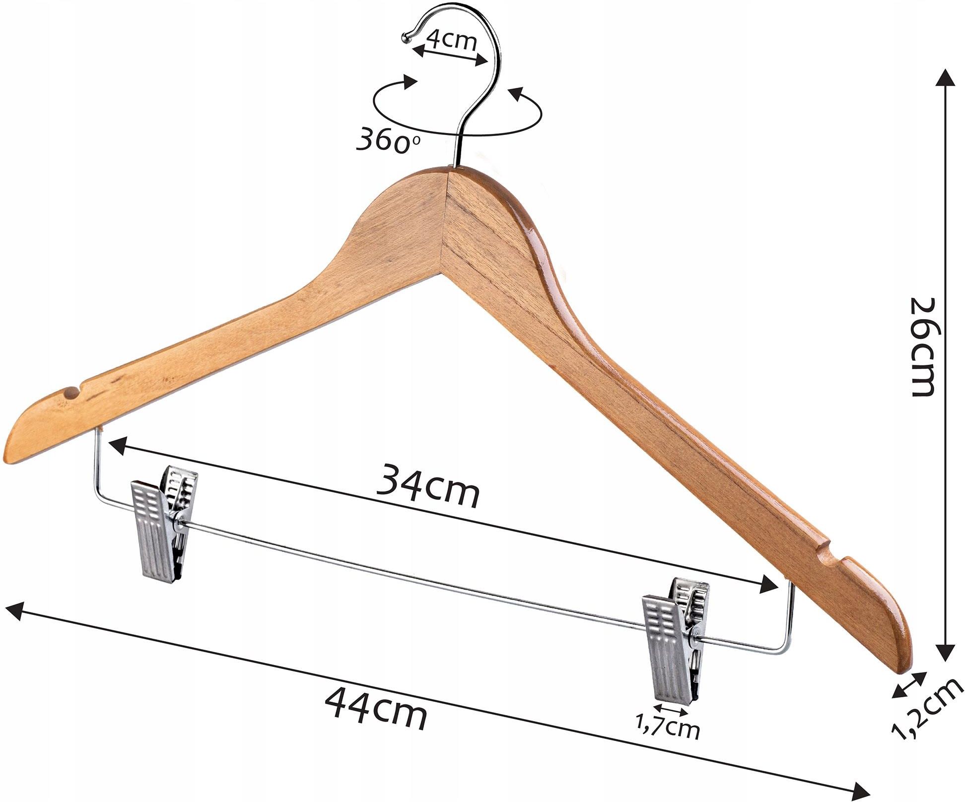 Kadax Wieszak Drewniany Z Klipsami Na Ubrania Do Szafy 131304