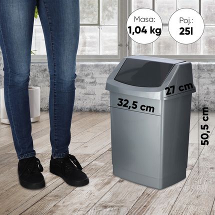 Curver Kosz Na Śmieci Odpady Do Kuchni Szary 25L (97016) - zdjęcie 3