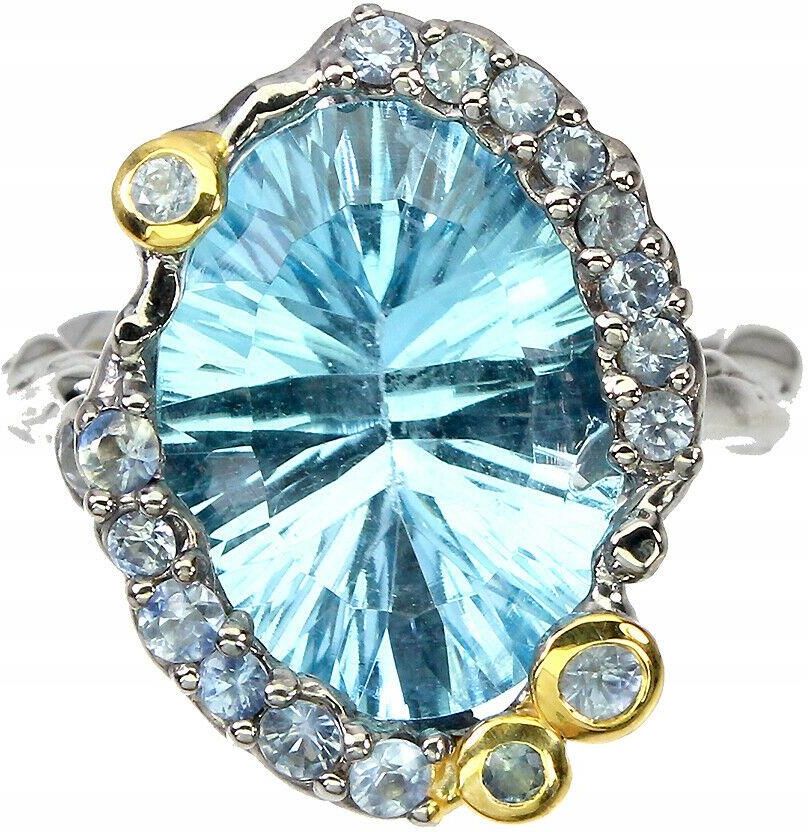 Pierścionek szafiry sky blue topaz 14 65ct r 16 5 Ceny i opinie