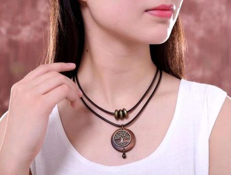 Naszyjnik Drzewo życia Vintage na rzemieniu boho - zdjęcie 5